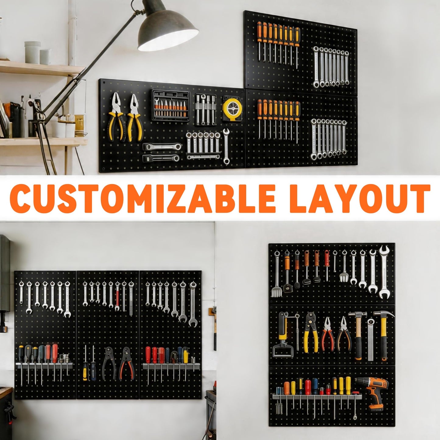Ultrawall Metal Pegboard Panels, Pegboard Wall Organizer, Peg Boards for Garage, Tool Storage Organization, 12"X24", 3pcs, Black