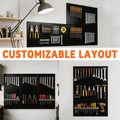 Ultrawall Metal Pegboard Panels, Pegboard Wall Organizer, Peg Boards for Garage, Tool Storage Organization, 12"X24", 3pcs, Black