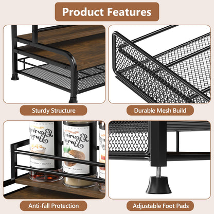 PONEYA Coffee Syrup Rack Organizer, 3-Tier 8 Bottles Syrup Rack with 35 K Cup Storage Basket for Coffee Bar, Countertop Bottle Holder Stand for Wine, Dressing for Kitchen Cafe Station