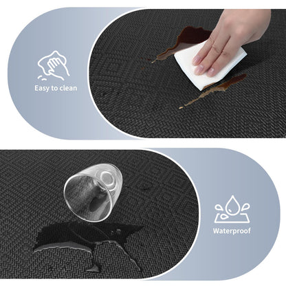 Mattitude Kitchen Mat 2PCS Kitchen Rugs Cushioned Anti-Fatigue Rug Waterproof Standing Desk Mat Kitchen Mats for Floor Kitchen Rug Set for Kitchen, Sink, Office 17.3"×30"+17.3"×59" Black