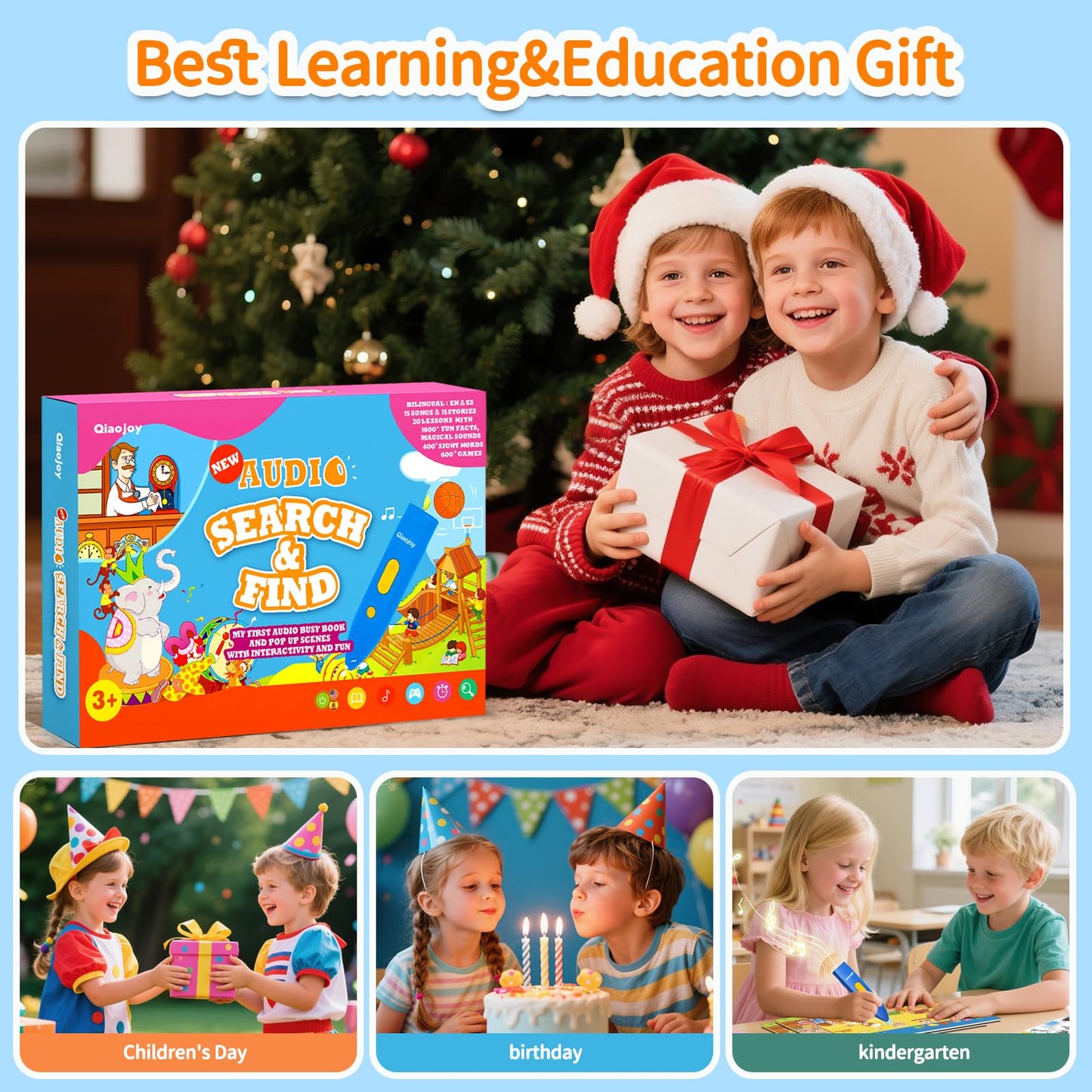 Interactive Search and Find Activity Books for Kids Ages 3-5, Toddler Travel Games Toys for Car Airplane, Road Trip Activities for Kids 4-8, Educational Preschool Learning Toys Gift with a Talking Pen
