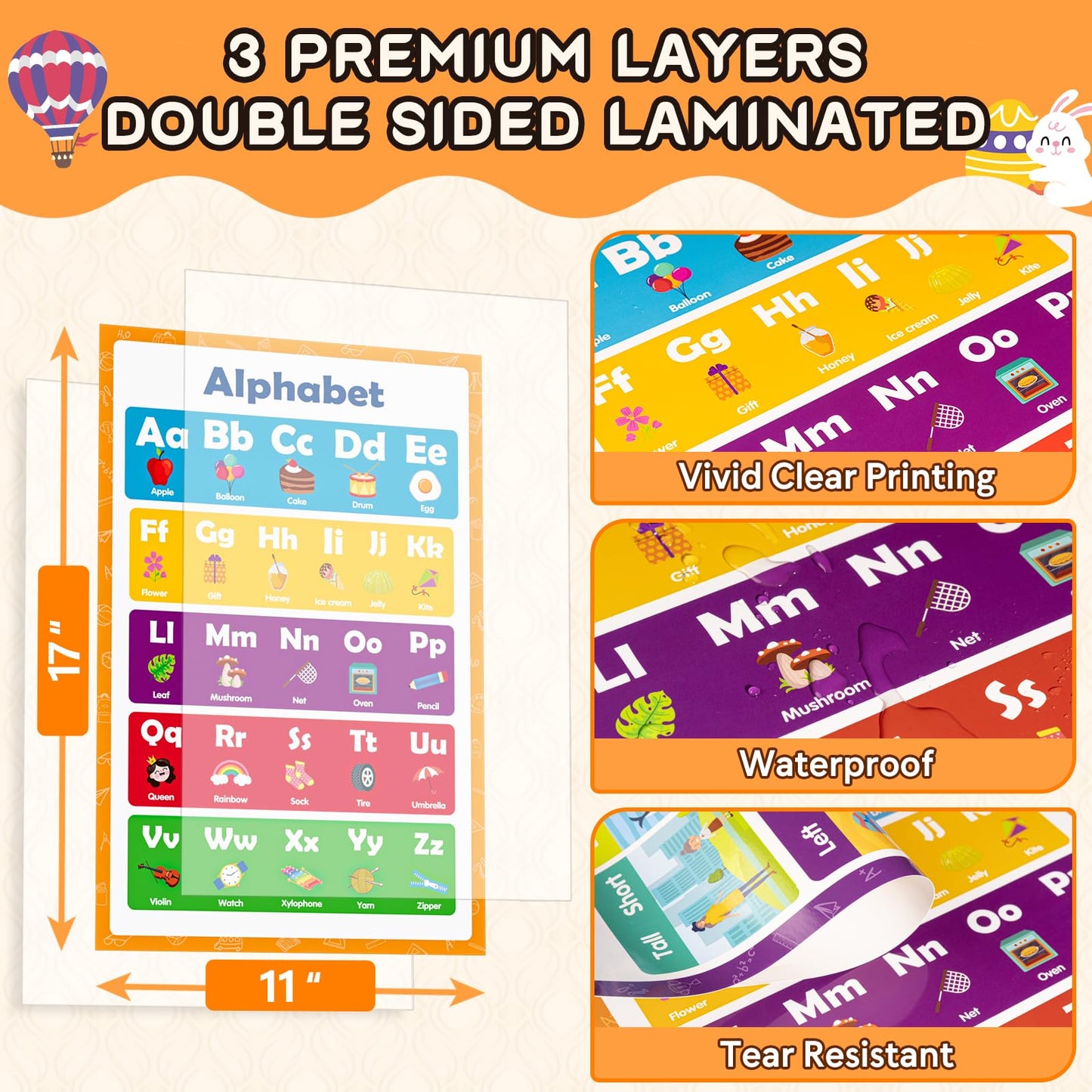 KIDS KING 20 Laminated Learning Posters for Toddlers 1-3 Years Old, Educational Posters for Preschoolers, Kindergarten Classroom Must Haves - Homeschool and Classroom Decor, Back-to-School Supplies