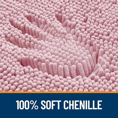 OLANLY Large Bathroom Rugs 59x35, Extra Soft Absorbent Chenille Bath Rugs, Rubber Backing Quick Dry, Machine Washable Bath Mats for Bathroom Floor, Tub and Shower, Home Decor Accessories, Dusty Rose