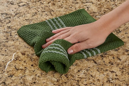 Serafina Home Dark Forest Green Kitchen Hand Dish Towels: Oversized 18" x 28"