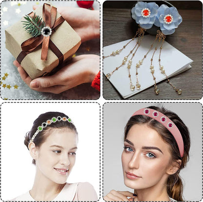 500PCs Sew on Rhinestones, Crystal Flower Shape Bedazzling, 10mm Crystal Flatback Embellishments for Sewing and Crafts, with Storage Box (10mm - Gold Tone)