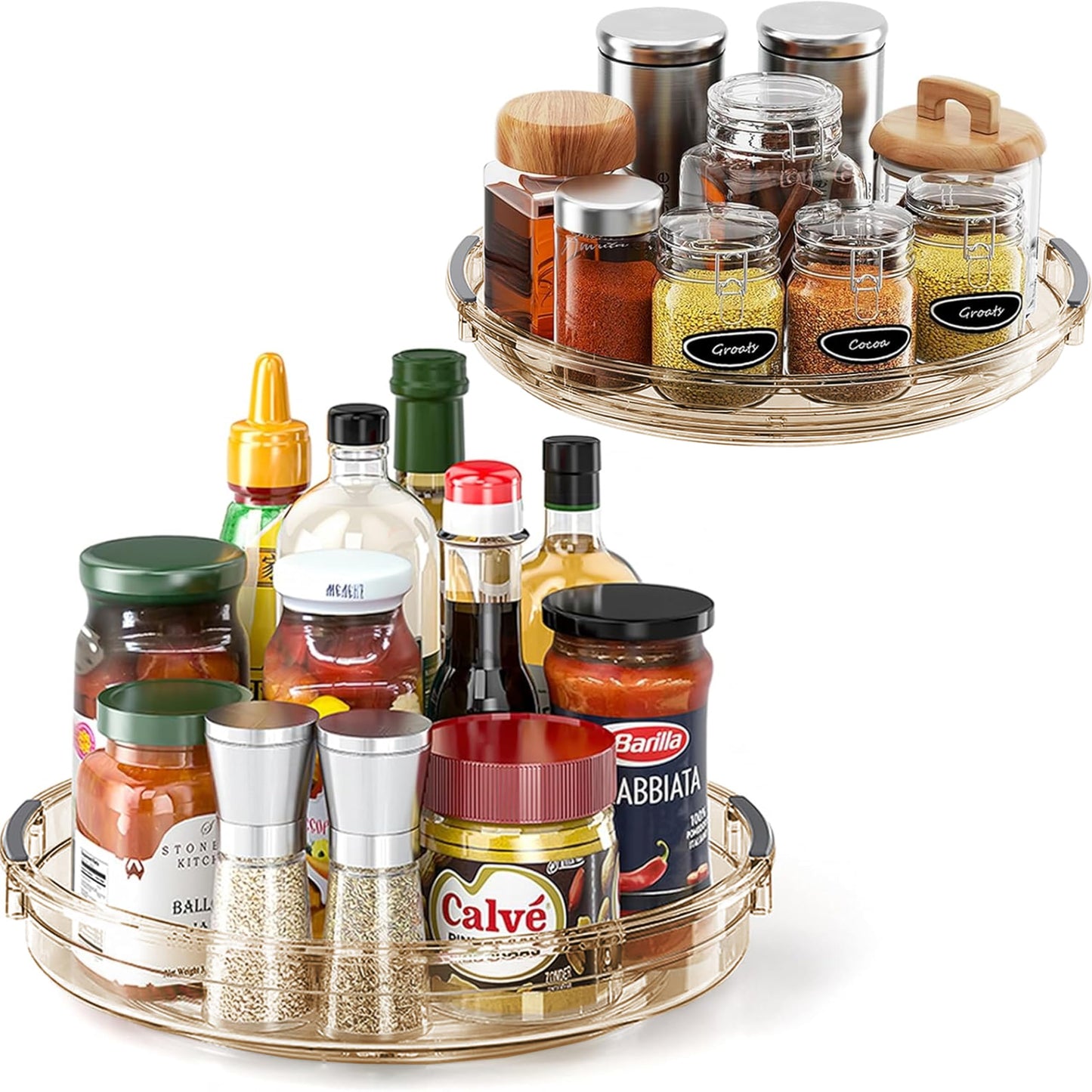 LAMU 3 Pack Lazy Susan Organizer Turntable for Cabinet, Rotating Condiment Organizer for Kitchen Pantry Organizers and Storage, Table Top, Fridge, Countertop, Spice Organization, 9.25'' 10.6'' 12''