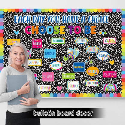 Black Composition Bulletin Board Roll Reusable Waterproof Erasable Composition Notebook Non-Woven Fabric Bulletin Board Roll Black and White Background Poster for Classroom Decor Wrap Craft 15.7"x20ft