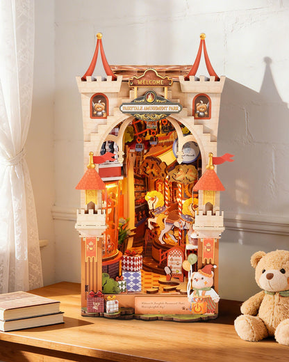Rolife DIY Book Nook Kits for Adults- Fairytale Amusement Park- 3D Wooden Puzzle Booknook for Bookshelf Decor, Creative DIY Miniature Dollhouse Kits, Nook Tales Gifts for Adults, Teens & Book Lovers