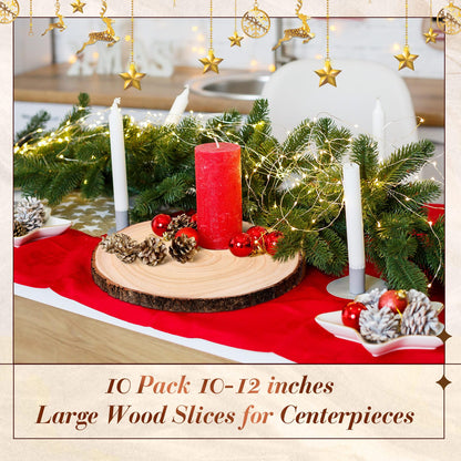 Tioncy 20 Pcs Natural Large Wood Slices for Wedding Centerpieces Decor Round Unfinished Wood Slab for Tables Wooden Circle for DIY Crafts Rustic Centerpiece(12-13 Inch)