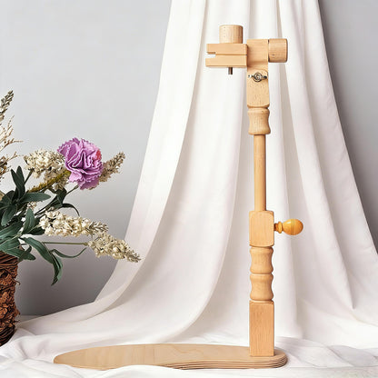 Huacan Adjustable Embroidery Hoop Stand Cross Stitch Stand Lap, Beech Wood Embroidery Hoop Holder Frame, Rotated Needlepoint Frame Stand for Art Craft Sewing Needlework Projects