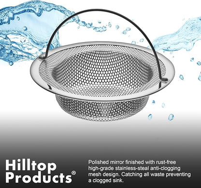 2 Pack - 4.5" Top / 3" Basket - Kitchen Sink Drain Strainer Stainless Steel