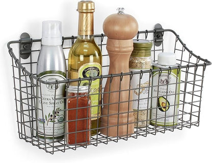 Spectrum Extra Large Wire Wall Mount Storage Basket Industrial Gray, Vintage
