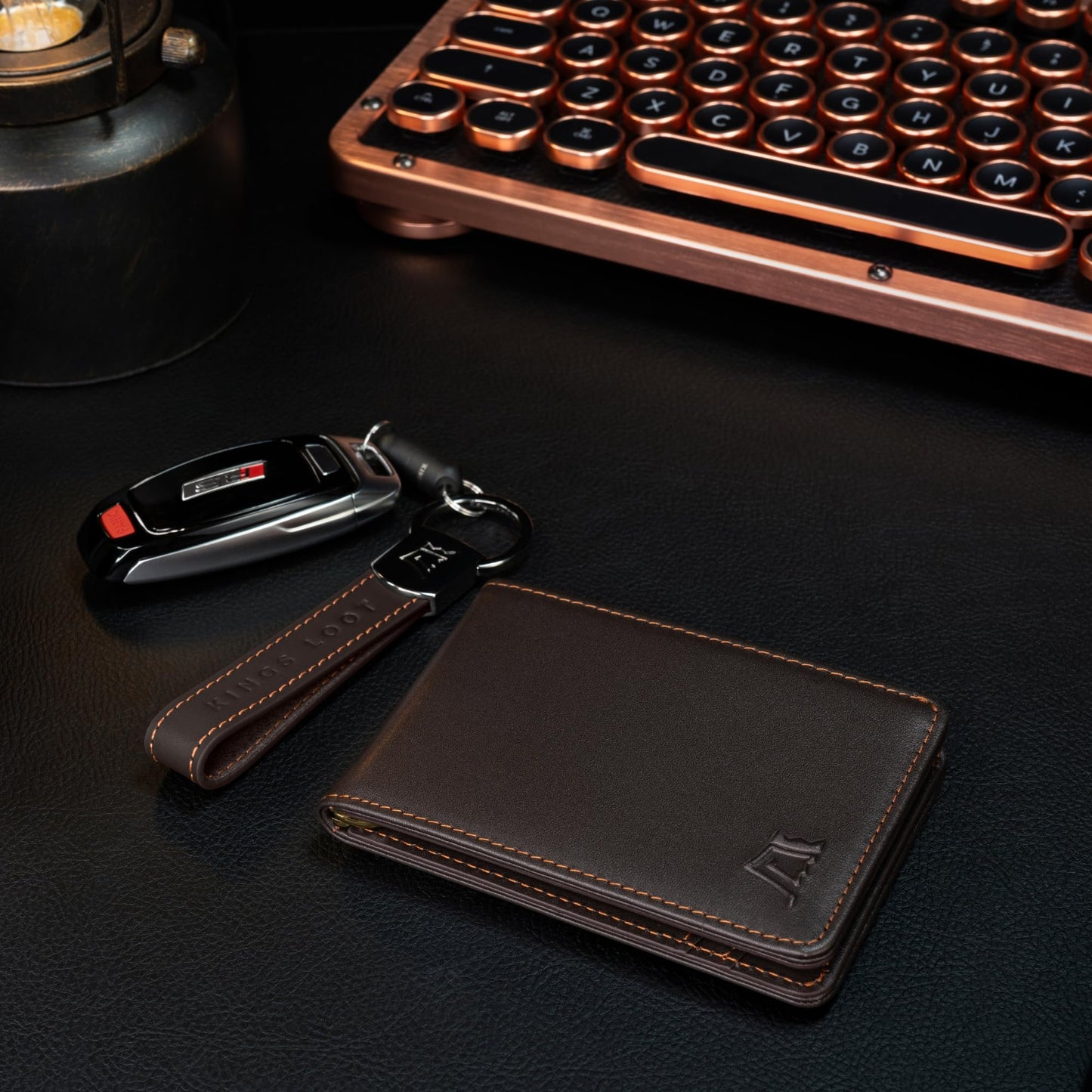 Kings Loot Wallet for Men | Minimalist Slim RFID Blocking Leather Design with Cash Pocket & Card Pull Strap | Holds 1-15 Cards | Stylish & Durable Wallets (Umber)