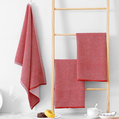 Homaxy Premium Kitchen Towels, Large Cotton Kitchen Hand Towels, Flat and Terry