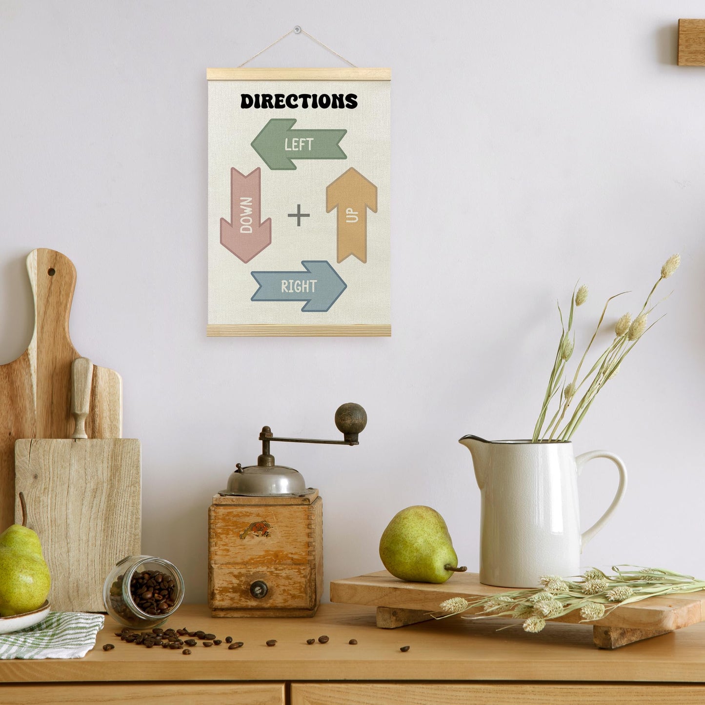 TLESKE Boho Classroom Directions Chart Poster Hanger Frame, Homeschool Hanging Wall Art Decor for Toddlers Kids Room Nursery Playroom, Preschool Prek Learning Educational Poster Print Banner, 12x16