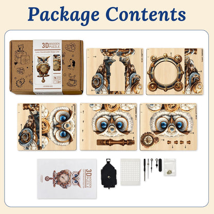 wudhank 3D Wooden Puzzle for Adults - Mechanical Owl Clock, Mechanical Wall Clock Kit with Pendulum, 3D Puzzles for Adults DIY Room Home Decor, Holiday Birthday Gift for Men Women