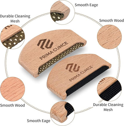 2 PCS Wooden Sweater Comb for De-Pilling Cashmere, Manual Lint Remover
