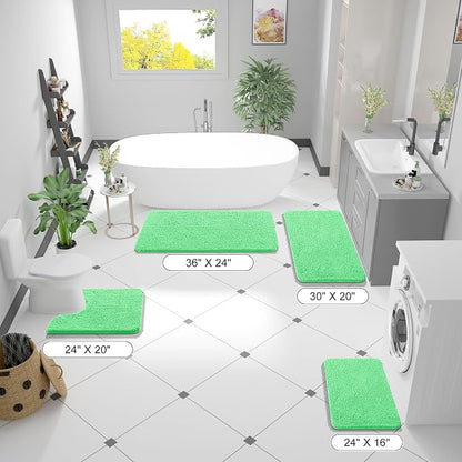 OLANLY Bathroom Runner Rugs 44x24, Soft Absorbent Chenille Bath Rugs, Rubber Backing Quick Dry, Machine Washable Long Bath Mats for Bathroom Floor, Tub and Shower, Home Decor Accessories, Mint Green