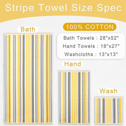 Yellow Striped Washcloths 6PC