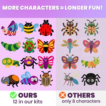 QUOKKA Kids Crafts Ages 4-8, DIY Beginner Needle and Thread Kit - 12 Bugs & Insects Sewing Kit Basic - Fun Art Crafts for Kids Ages 6-8 Girls Boys - Plastic Needles, Scissors - 6+ Year Old Girl Gifts