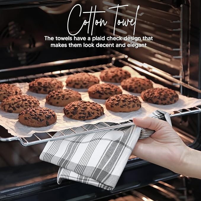 Utopia Towels Grey & White Dish Towels 100% Ring Spun Cotton Highly Absorbent &