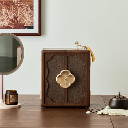 Wenseny Lockable Walnut Jewelry Box with Key, 5-Layer Jewelry Organizer Storage Box for Necklaces, Rings, Earrings & Bracelets - Ideal for Birthdays, Anniversaries & Christmas