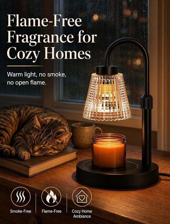 Girece Candle Warmer Lamp with Timer and Dimmer, Adjustable Height Electric Candle Warmer for Jar Candles, 2 Bulbs, Birthday Gifts for Women, Modern Home Decor Housewarming Gifts New Home