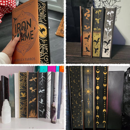 Border Stencils for Painting Moon Star Dragon Book Edge Background Template Paint Stencils for Painting on Wood Burning Art Craft Canvas Furniture Wall(book16)