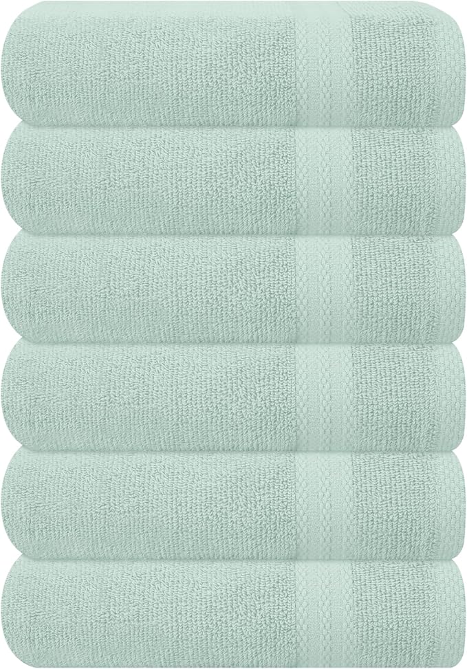 GLAMBURG Ultra Soft 6-Piece Hand Towel Set 16x28-100% Ringspun Cotton