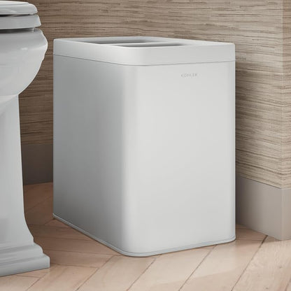 Kohler K-31315-STW 22-Liter Dual-Bin Open-Top Trash Can, White Stainless Steel