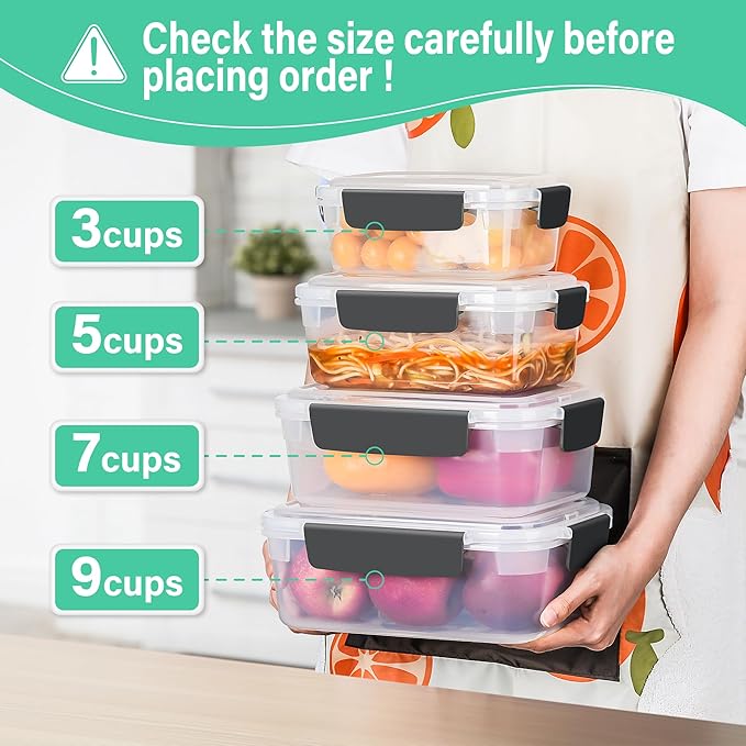YORY 5 cup Plastic Food Storage Containers