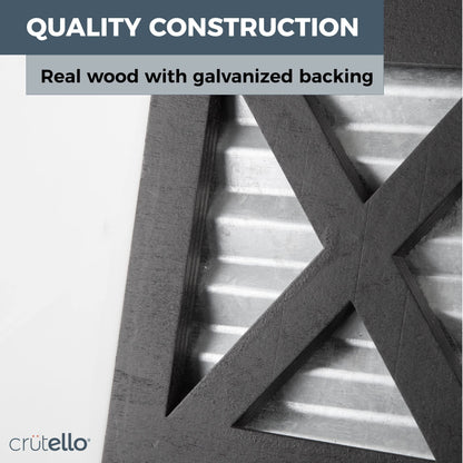 Crutello Wooden X Frame Tissue Box Cover with Galvanized Siding Backing- Rustic Farmhouse Black Wood Tissue Holder