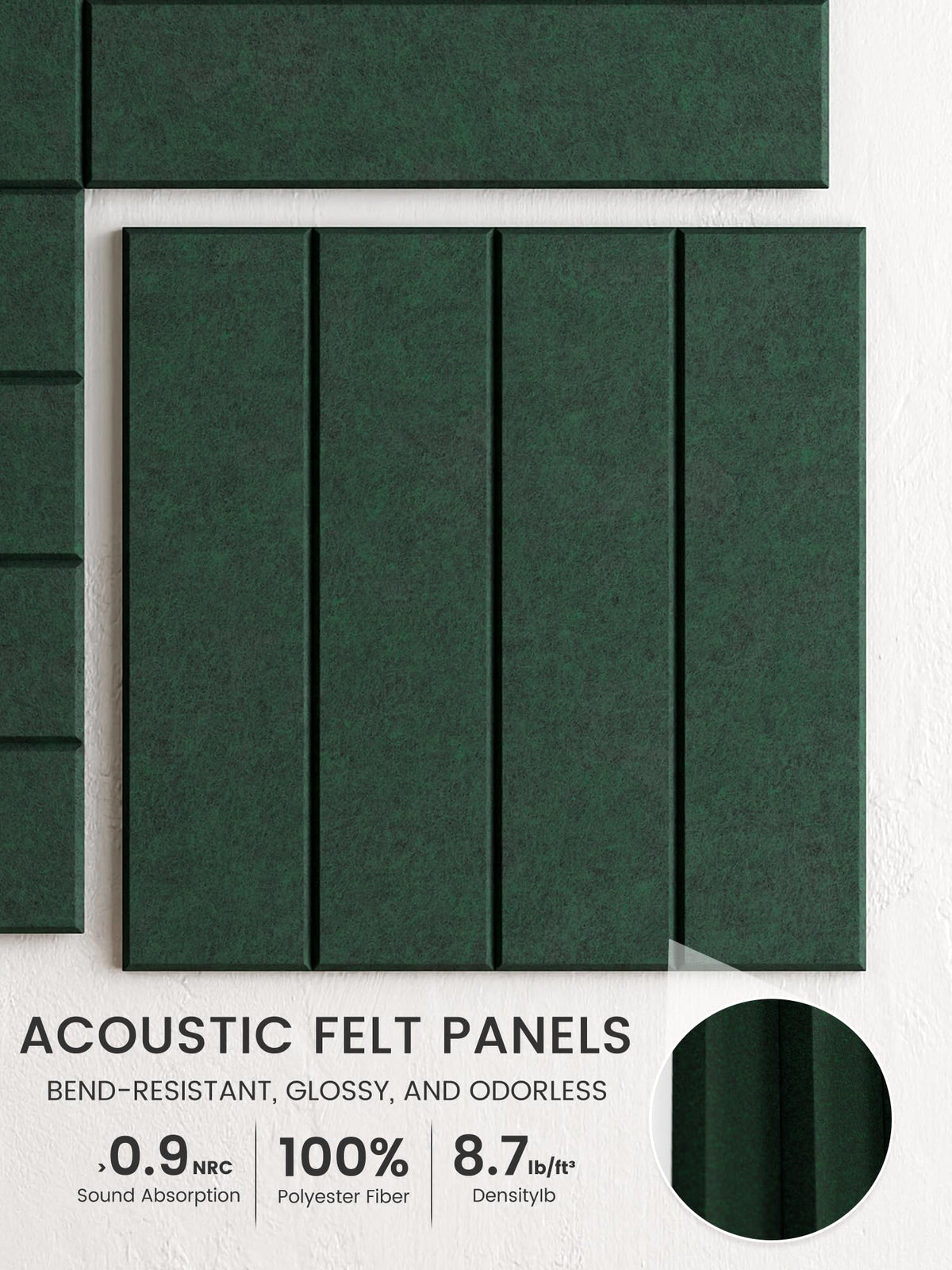 Bumusty Large Cork Board Alternative-48 x 36" Felt Bulletin Board Tiles, with 30 Pushpins, 70 Adhesive Tabs, Bold-Stripe 12-Pack, Cork Boards for Office Push Pin Board Felt Board-Pine Green