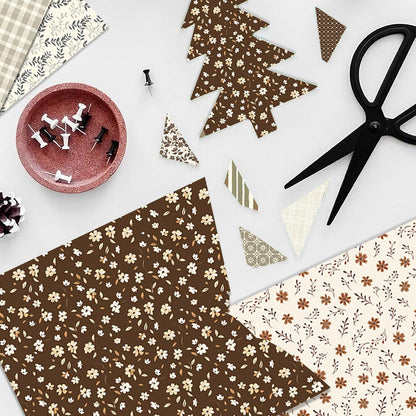MIATTCLD Scrapbook Paper 12x12 In Double Sided Decorative Paper for Scrapbooking, 24 Sheets/24 Designs Spring Floral Patterned Craft Paper for Junk Journals DIY Cards Album Decoration (Beige)