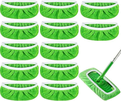 12-Pack Reusable Coral Fleece Mop Pads Washable Wet Mopping Cloths and Dry