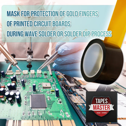 Tapes Master 5 Rolls - 1/2" x 36 Yds1 Mil Polyimide High Temperature Heat Resistant Heat Transfer Thermal Electrical Insulation Tape