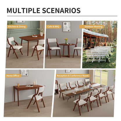 YOPTO Folding Wooden Chairs Set of 2 with Padded Seat,Portable Dining Chairs W/Ergonomically Designed Back and Cushion,for Dining Room,Restaurant,Kitchen,Office