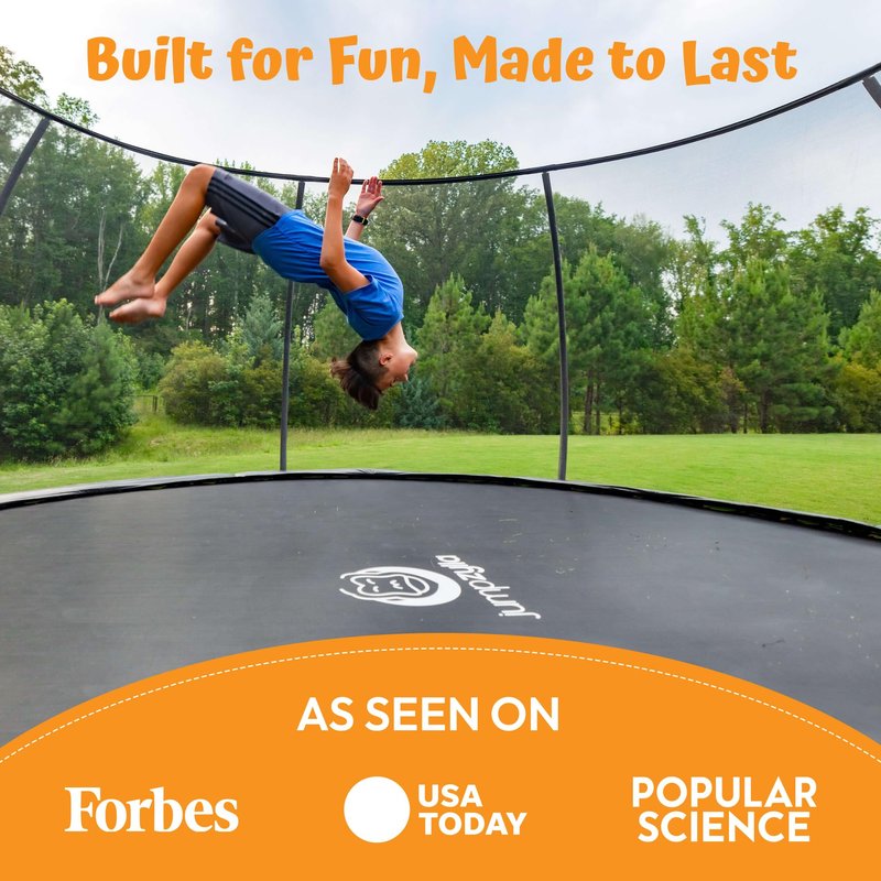 JUMPZYLLA Trampoline Outdoor 8FT 10FT 12FT 14FT 15FT 16FT with Enclosure and Ladder, ASTM Approved Recreational Trampoline for Kids and Adults, Anti-Rust Coated Frame (Green, 16FT)