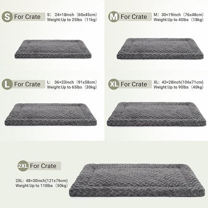 Washable Dog Bed Mat Crate Pad Soft Fluffy Pet Kennel Beds Dog Sleeping Mattress for Large Jumbo Medium Small Dogs, 42 x 28 Inch, Gray