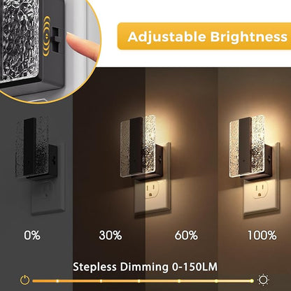 L LOHAS LED Night Light Plug into Wall, 0-100LM Dimmable Night Light with Dusk to Dawn Sensor, Decorative Plug in Night Lights for Bathroom, Hallway, Bedroom, Stairway, 1 Pack