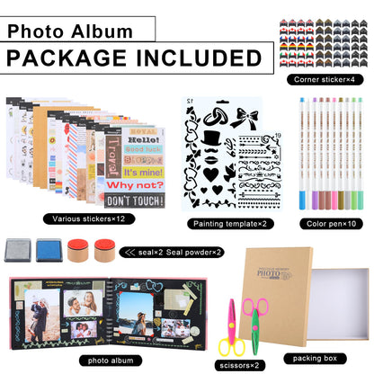 Scrapbook Photo Album DIY Kit, Baby Scrapbook Album,Wedding Guest Book,Anniversary Scrapbook, School Memory Book, Keepsake Handmade,with Many Accessories, 80 Pages (11.6x8.3 inchs, Brown)