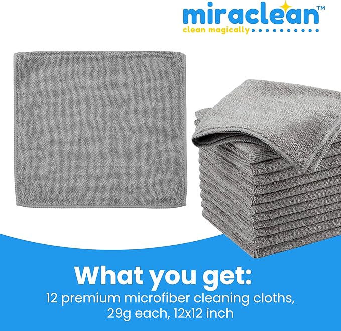 Microfiber Cleaning Cloth Grey 12 Pack Premium Microfiber Towels