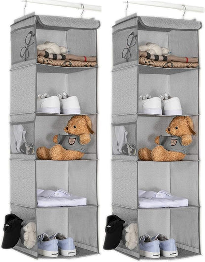 5 Shelves Hanging Closet Organizer, 2 Pack Hanging Storage