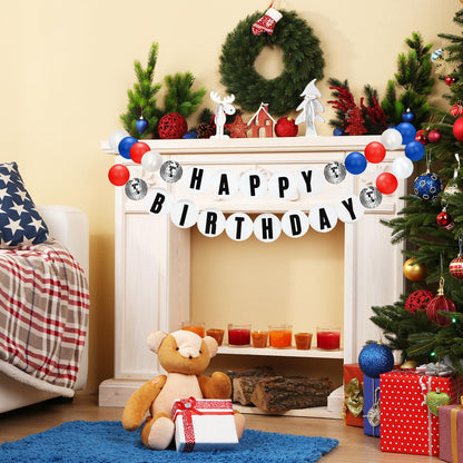 Simgoing Giant Friendship Bracelet Garland Kit DIY Banner with Letter Ball Jumbo in My Birthday Era Decorations for Classroom Graduation Party Supplies Photo Booth Backdrop(White, Red, Blue)