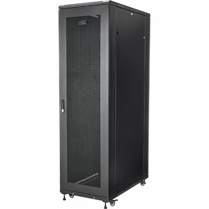StarTech 42U Enterprise-Grade Server Rack Cabinet, Alloy Steel, 19in Enclosed 4-Post Rack with 36in (91cm) Mounting Depth and 2000lb (900kg) Weight Capacity, Black