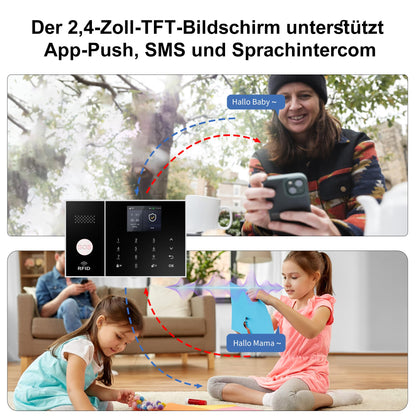 XUK Smart Home Security System,4G/GSM &WiFi Wireless Alarm Kit with Door/Window Sensors,PIR Motion Detectors,App Remote Control,Compatible with Alexa &Google Home,Easy Installation(24pcs Set)