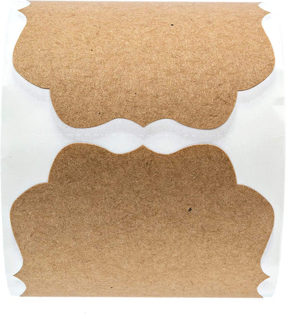 2.5" x 3" Vintage Frame Brown Kraft Present Tag Sticker / 250 Present Labels/Canning Packaging Organization Label/Made in The USA