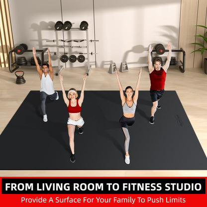 Large Exercise Mat for Home Workout,12‘x6’/10'x6'/9'x6'/8'x6'/7'x5'/6'x4' (7mm) Extra Thick Workout Mat, High-Density Gym Mat for Cardio, Jump Rope, MMA, Weights (Shoe-Friendly)