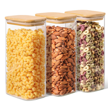 Comsaf Spice Jars with Label，8 oz Small Glass Jars with Lids, 6 Pcs Seasoning Containers, Rectangle Glass Containers with Lids, Empty Seasoning Jars for Pantry Storage, Loose Tea, Herbs, Powders, Salt