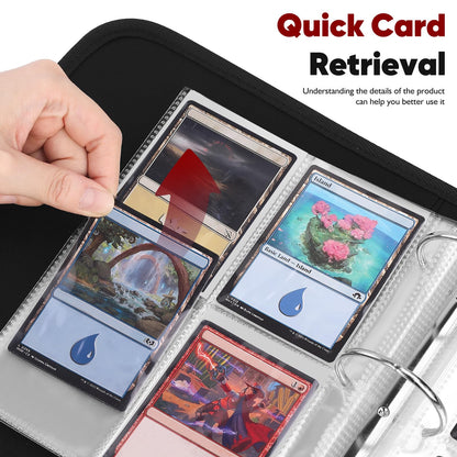 BRPPO Trading Card Binder- 4-Pocket Card Holder, 3D Dragon Scale Texture, 400-Card Capacity, Portable Card Album, Card Organizer Compatible with Multiple Card Sizes (BALCK)